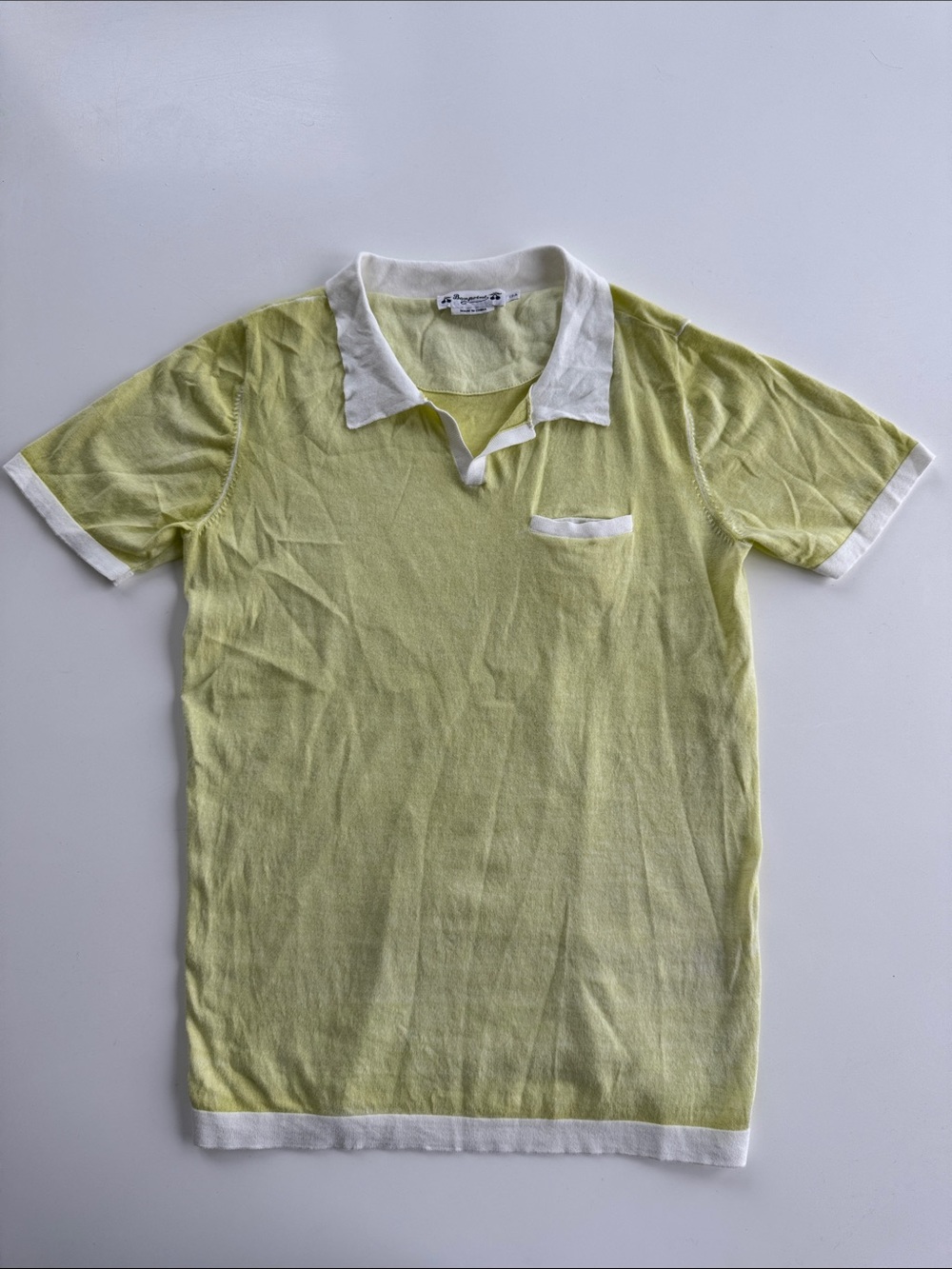BONPOINT Boys cotton polo sweater w/white trim, size 12